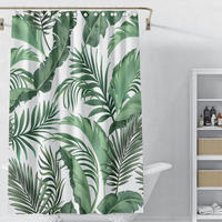 DUSCHVORHANG Grüne Blätter 180 x 180 cm - Grün, Textil (180/180cm)