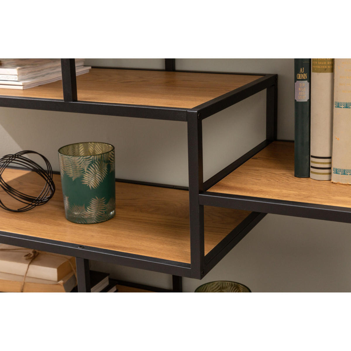 BÜCHERREGAL SLIM LINE Wildeiche Schwarz 114 cm - Schwarz/Braun, Holz/Metall (114/79/35cm) - riess-ambiente