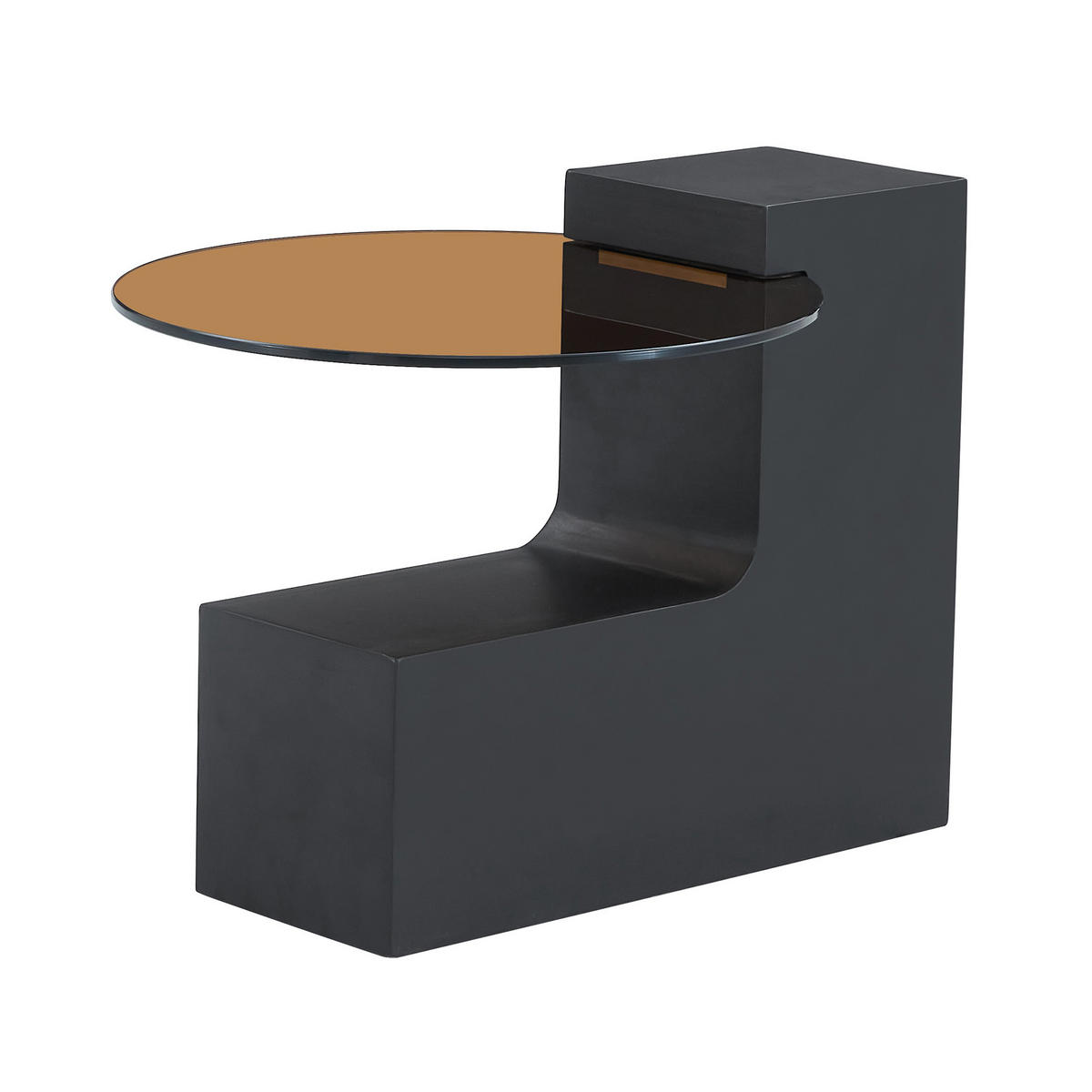 COUCHTISCH Rund Braun/Schwarz Glas MDF 2 Ebenen - Schwarz/Braun, Glas/Holzwerkstoff (61/61/44cm)
