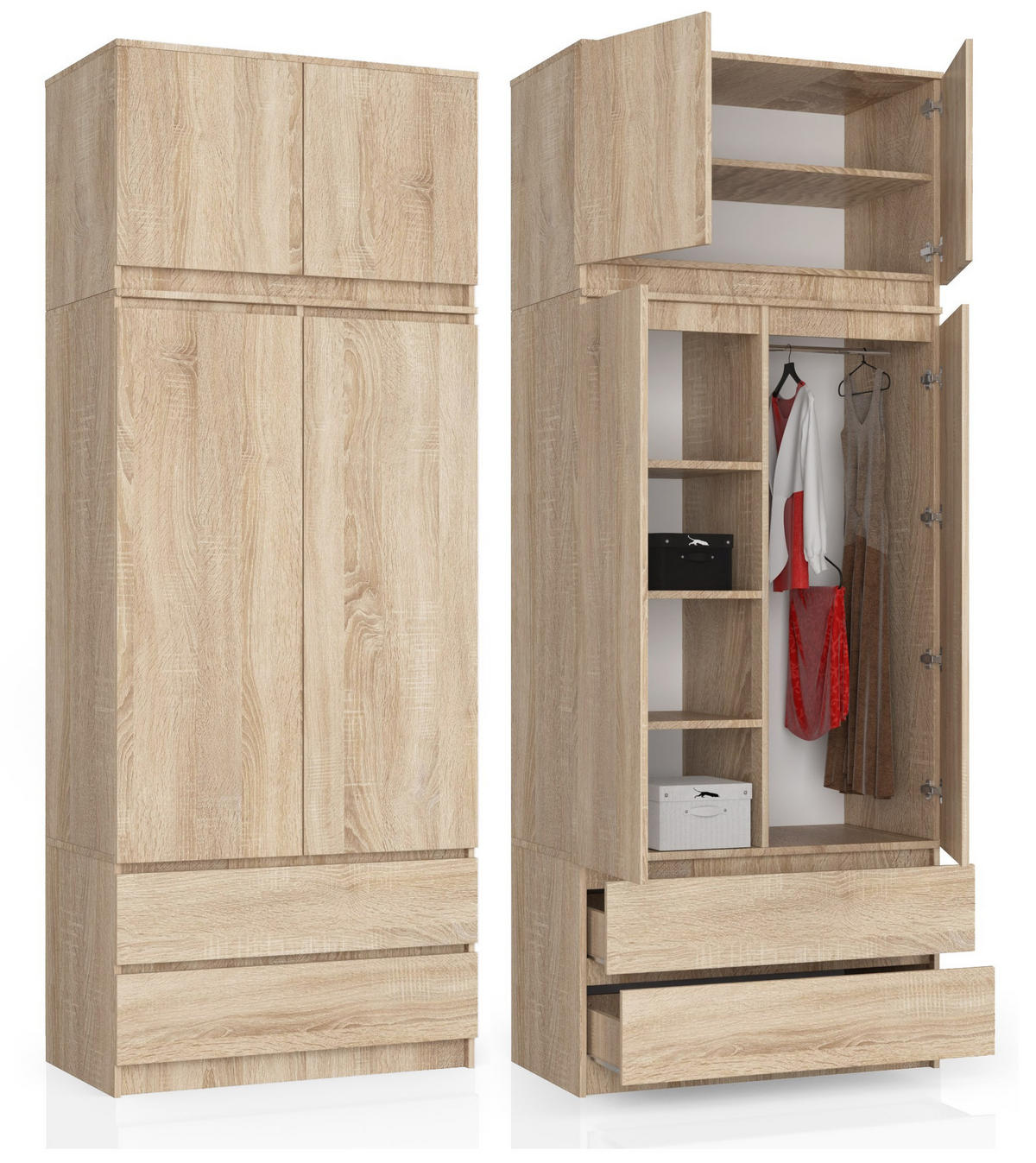 KLEIDERSCHRANK Sonoma Eiche 90x51x234 cm - Sonoma Eiche, Holzwerkstoff (90/234/51cm) - Akord