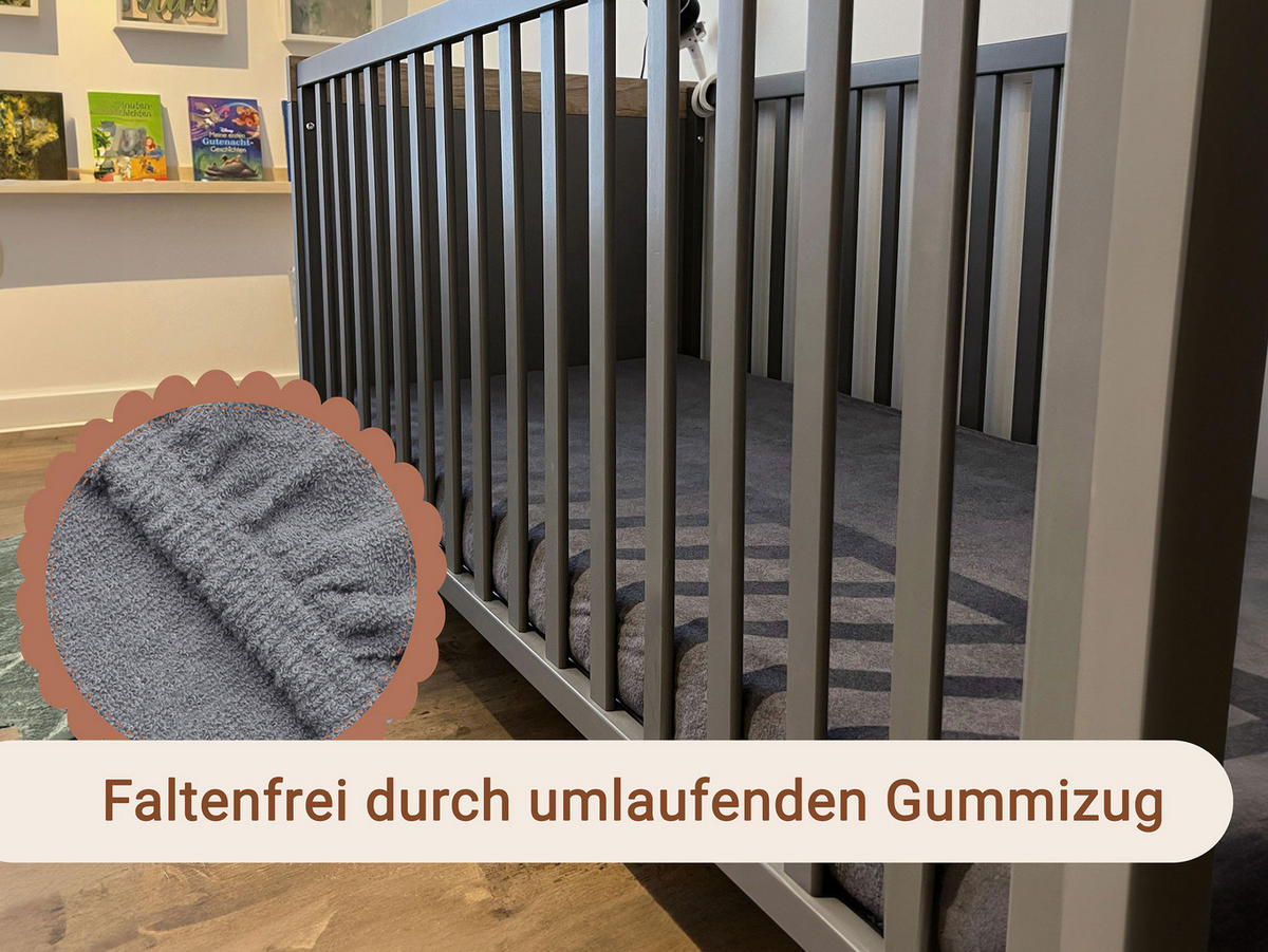 SPANNBETTLAKEN KIND, 80% Baumwolle, 20% Polyester, Grau - Graphitfarben, Naturmaterialien (70/140cm) - Zollner