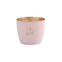 TEELICHTHALTER Madras Its a girl M, Eisen, Pastellrosa, Gold, 8.5 cm - Rosa, Metall (9cm) - Gift Company
