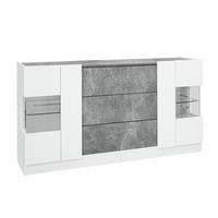 KOMMODE aus MDF, Glas & Spanplatte 140x35x75cm in Weiß mit LED - Weiß, Holzwerkstoff (140/75/35cm) - Modfu