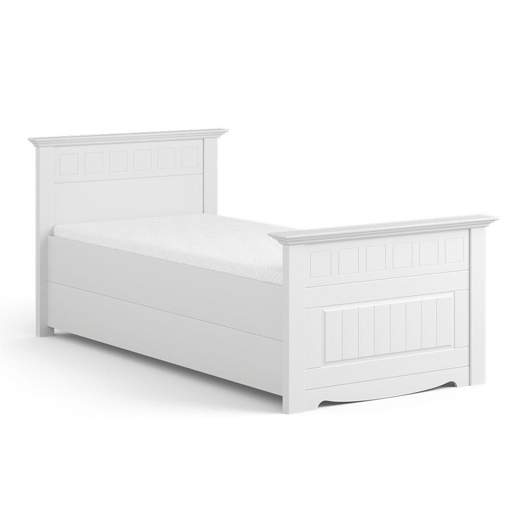 BETT Belluno Elegante Kiefer weiß lackiert 110 / 214 / 95cm - Weiß, Holz (90/200cm) - Feldmann-Wohnen
