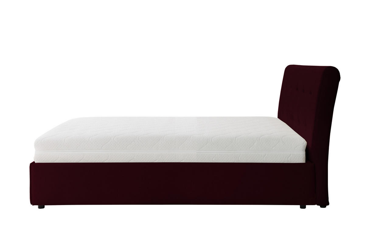 POLSTERBETT mit Bettkasten und Matratze SOLIS, Bordeaux, 160x200 cm - Bordeaux, Textil (160/200cm) - KS Home Concept