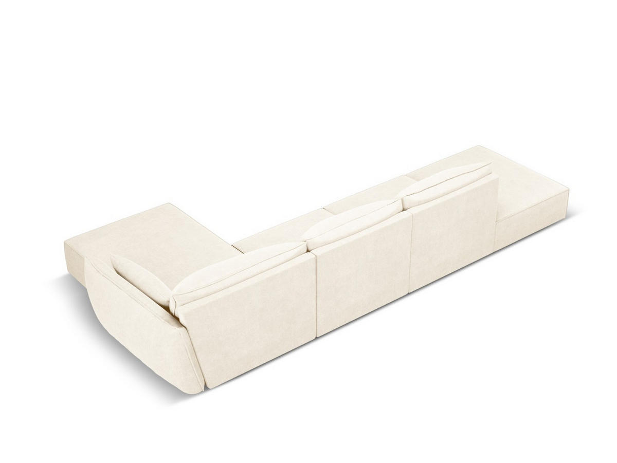 ECKSOFA rechts Kaelle aus Chenille-Stoff leichtes beige 5 Sitzplätze - Creme, Textil (171/364cm) - Micadoni