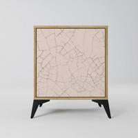 SIDEBOARD CERAMIC TEXTURE, Eichefarben, 57,5x42x70,5 cm, Schwarze Metall-Sternfüße - Eichefarben/Multicolor, Holzwerkstoff/Metall (57.5/70.5/42cm) - SpaceRebels