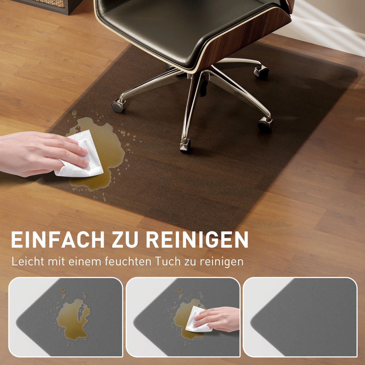 BODENSCHUTZMATTE 90 x 120 cm Bürostuhl Unterlage in Transparent für Hartböden - Schwarz, Kunststoff (90/1/120cm) - HOMCOM