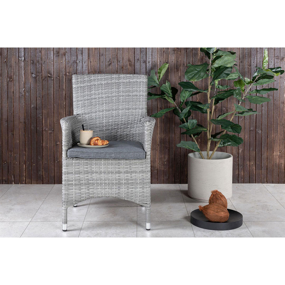 GARTENSTUHL 2ER-SET Malin Rattan Weiß - Weiß, Metall (58/92/65cm) - ebuy24