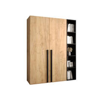 GARDEROBENSCHRANK 130/184/42 - Eichefarben/Schwarz, Holz/Kunststoff (130/184/42cm) - MÖBEL KRYSPOL