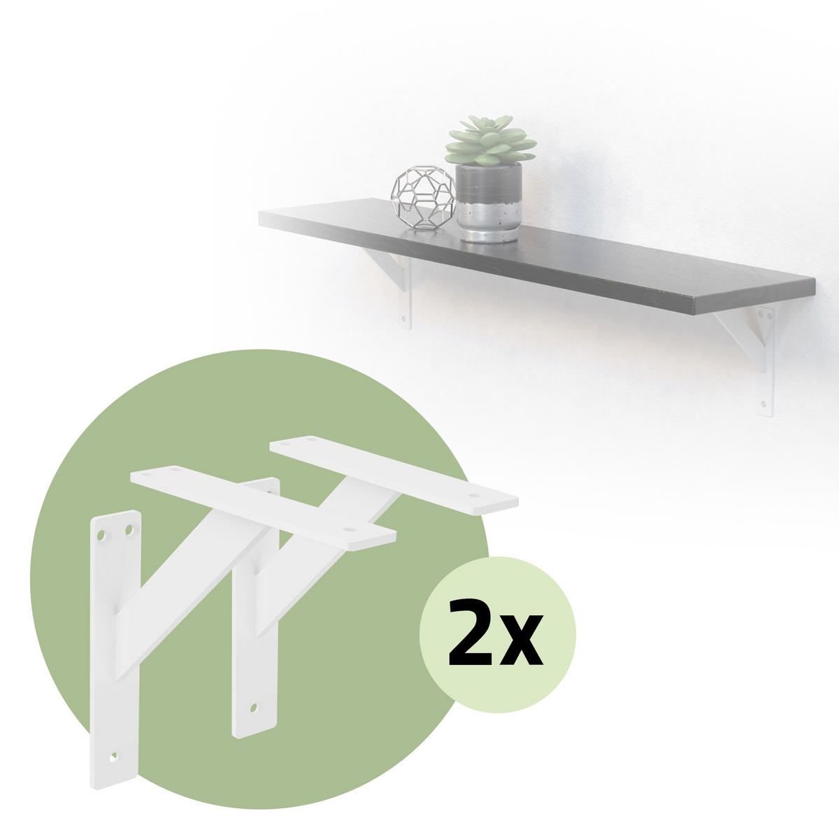 REGALTRÄGER 2er Set - Weiß, Metall (18/3/18cm) - ML-DESIGN