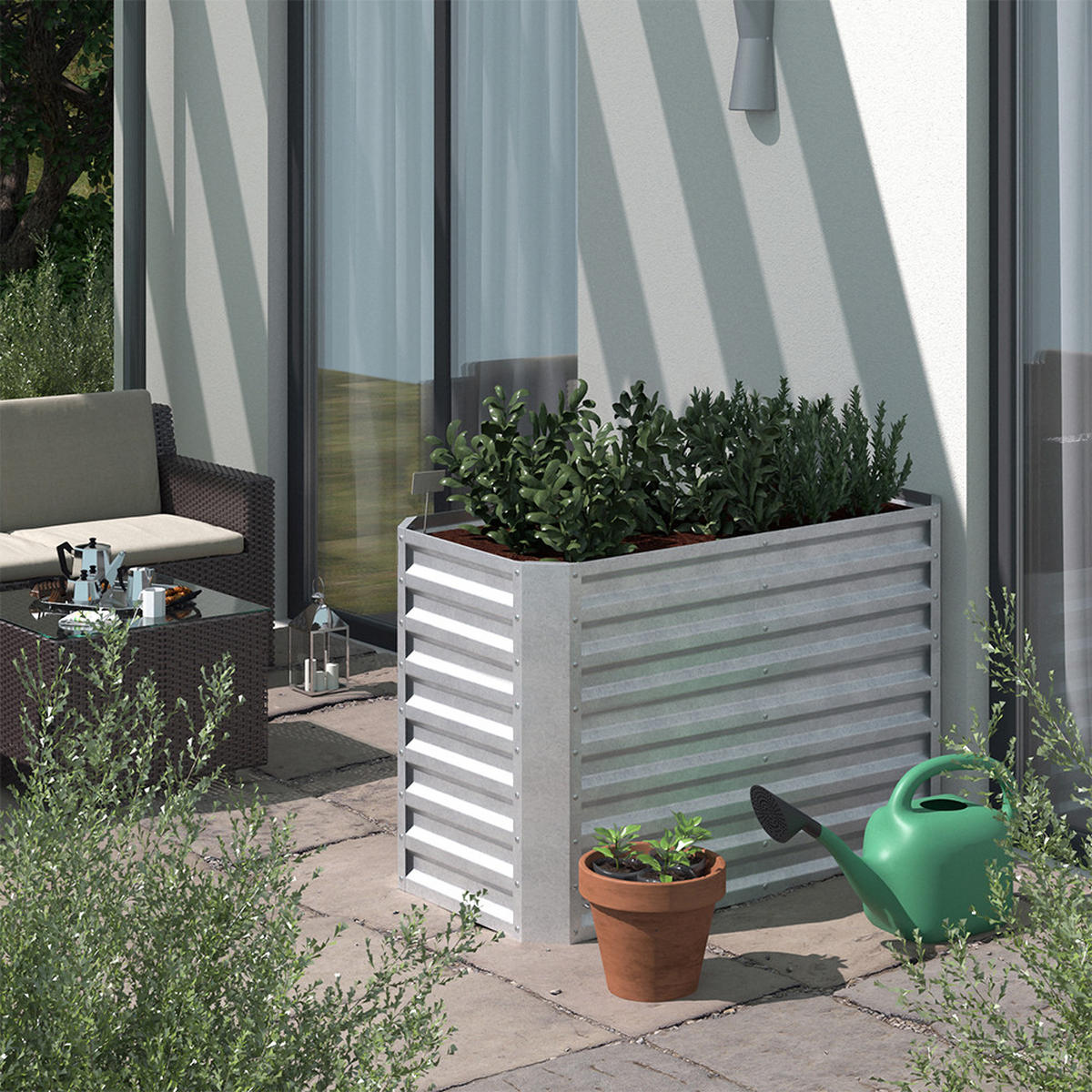 HOCHBEET Silber 120 x 60 cm - Silberfarben, Metall (120/80/60cm) - OK-Living