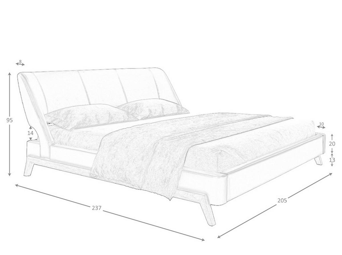 BETT Braun Walnuss 205/237/95 cm - Walnussfarben/Braun, Leder (180/200cm) - ANGEL CERDA