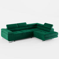 ECKSOFA VEMO EDGE Rechts Dunkelgrün Velour-Stoff mit Bettkasten und Schlaffunktion - Dunkelgrün, Textil (270/200cm) - Barchello