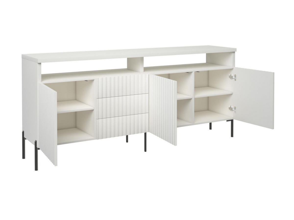 SIDEBOARD WEIß - Schwarz/Weiß, Holzwerkstoff/Metall (200/89/45cm) - FURNLUX