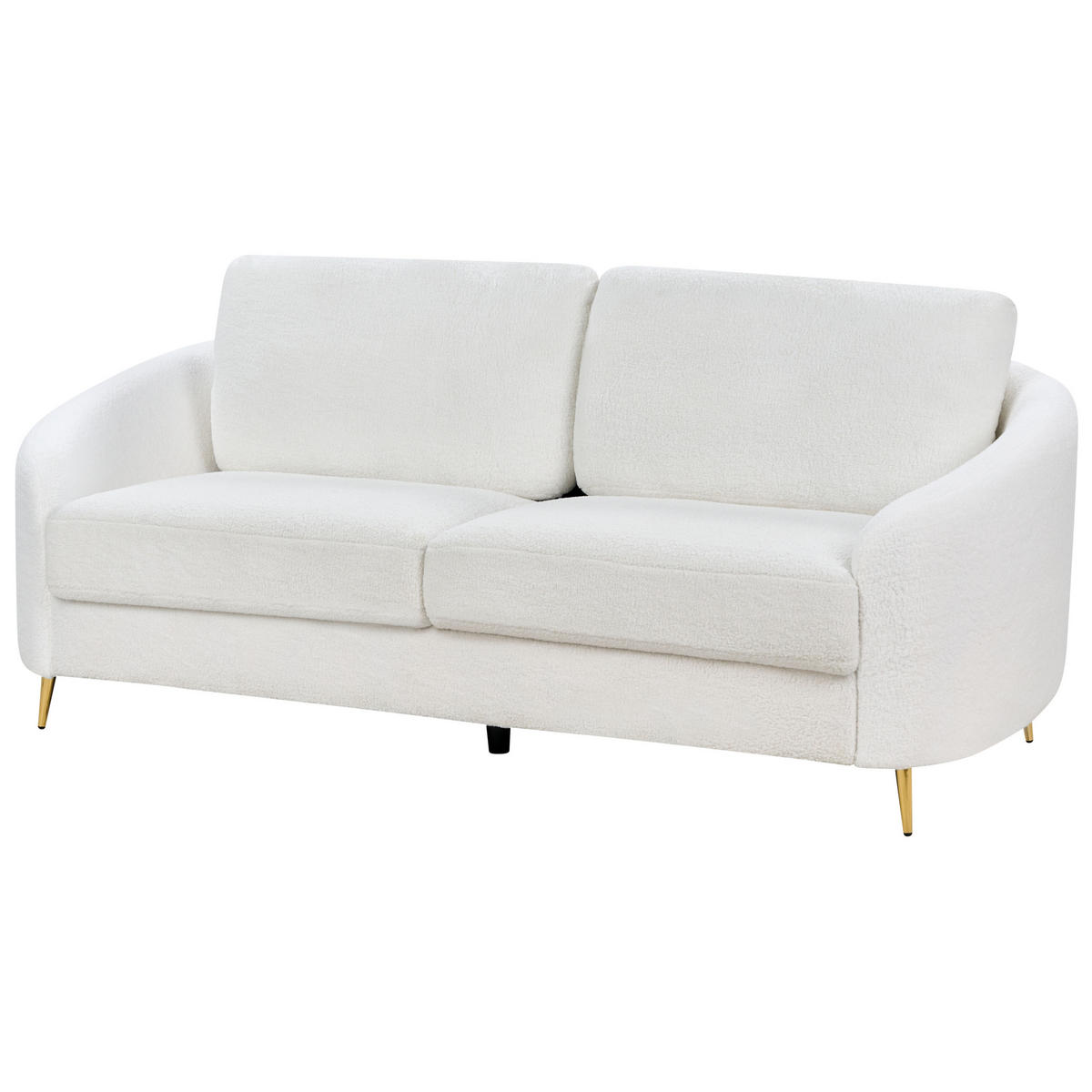 3-SITZER-SOFA Bouclé weiß/gold Trosa - Goldfarben/Weiß, Textil (203/88/86cm) - Beliani