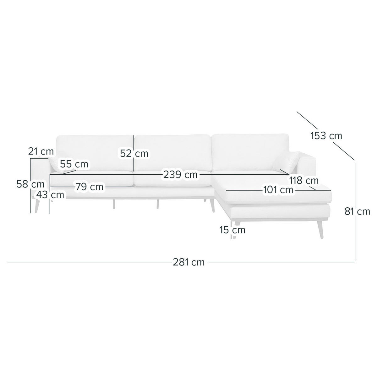 ECKSOFA mit Longchair - Eichefarben/Gelb, Eichenholz/Holz (281/153cm) - home24