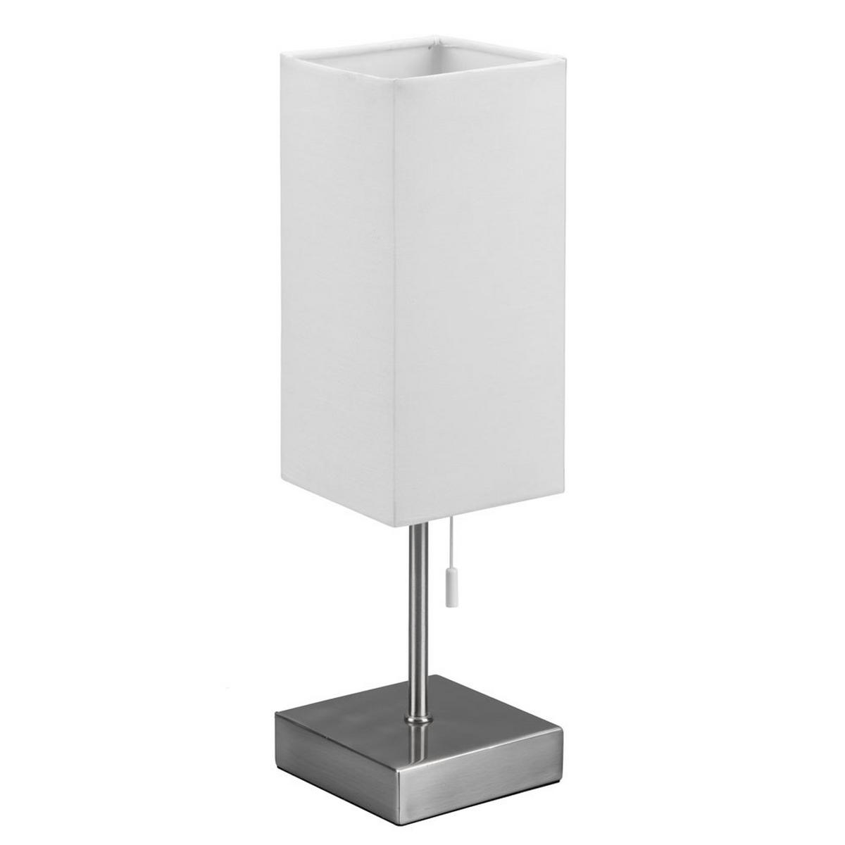 TISCHLEUCHTE Stoff Silber mit USB-Ladefunktion 2x - Silberfarben, Metall (10/10/35cm)
