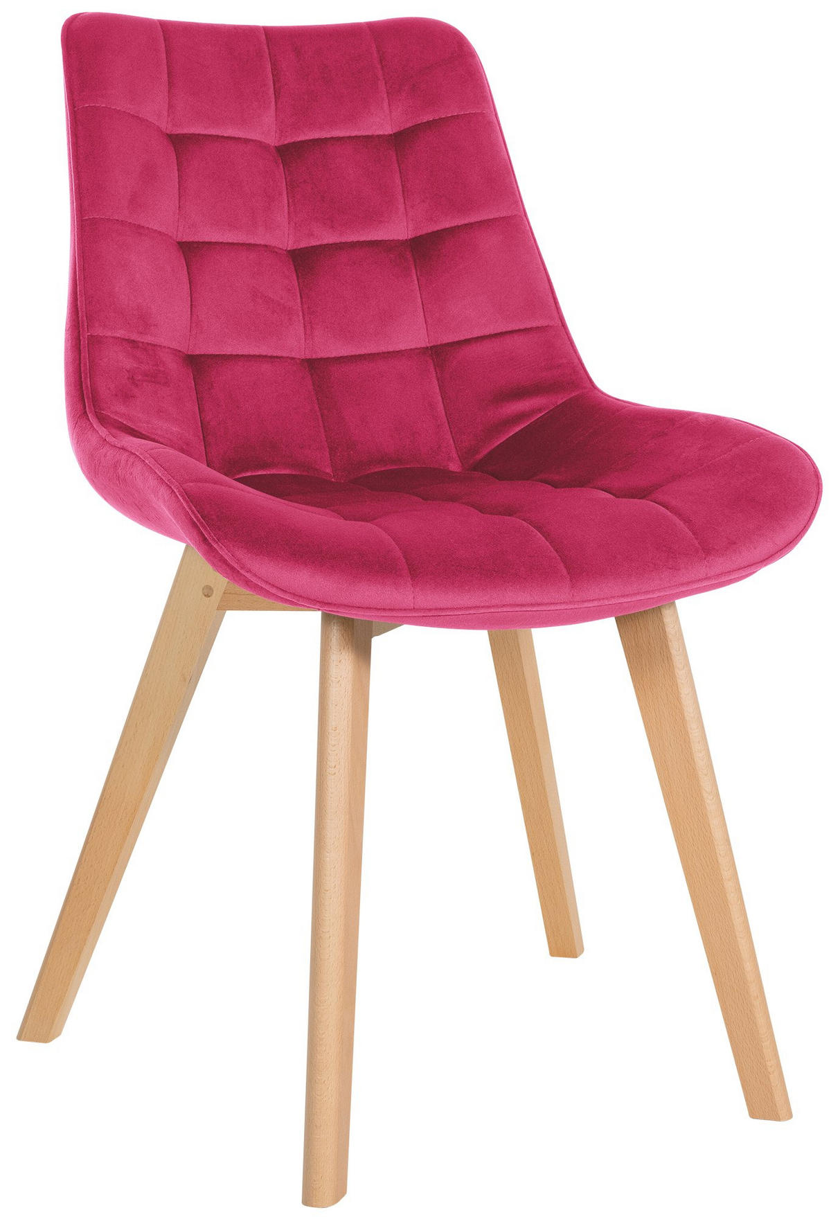 STUHL Samt rot - Eukalyptusholzfarben/Rot, Holz/Textil (54/84/63cm) - CLP