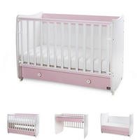 BABYBETT Dream NEW pink 140 x 70 cm, Schaukelbett, Schreibtisch, Schublade, Hubgitter - Rosa, Holzwerkstoff (70/140cm) - Lorelli
