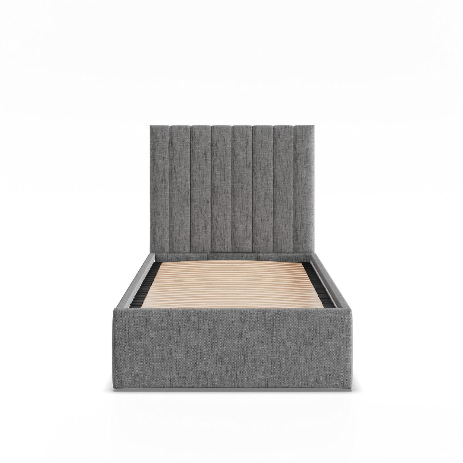 POLSTERBETT MIT KOPFTEIL 90x200 mit Bettkasten POLLA, Grau - Dunkelgrau, Textil (90/200cm) - Mebligo