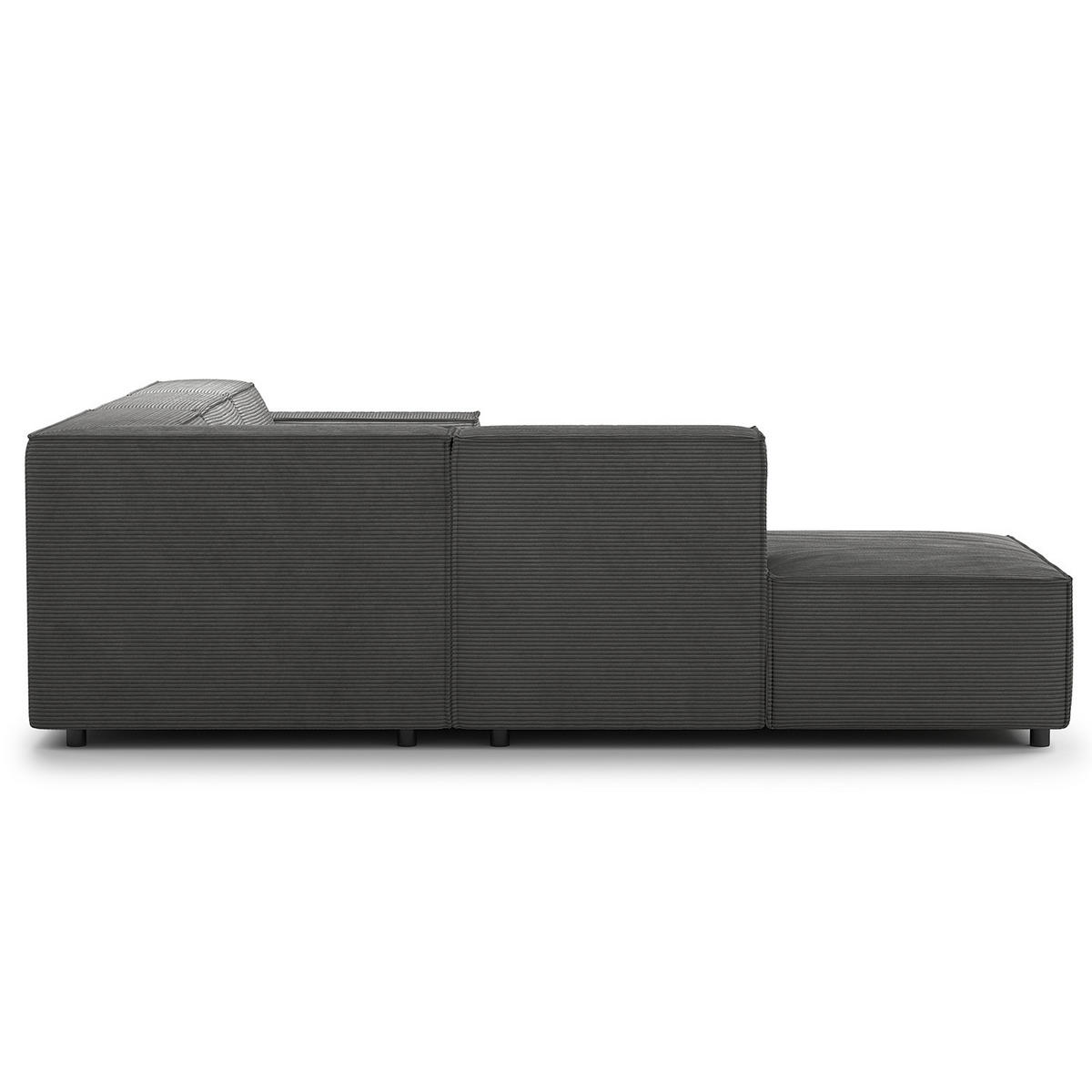 ECKSOFA mit Ottomane - Anthrazit/Schwarz, Kunststoff/Textil (260/234cm) - home24