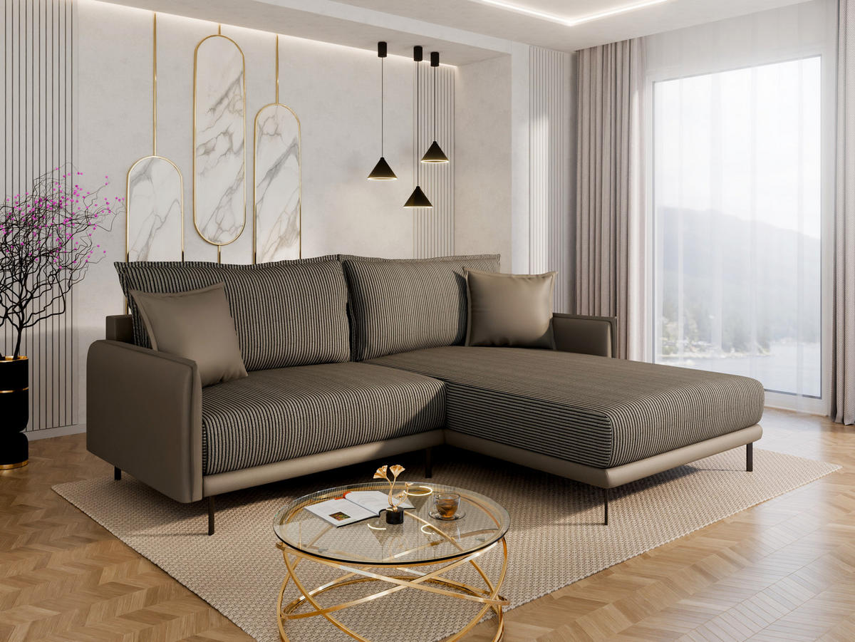 ECKSOFA Selva – modernes Design trifft auf höchsten Komfort, Mokka - Mokka, Holz (246/190cm) - Panda Möbel