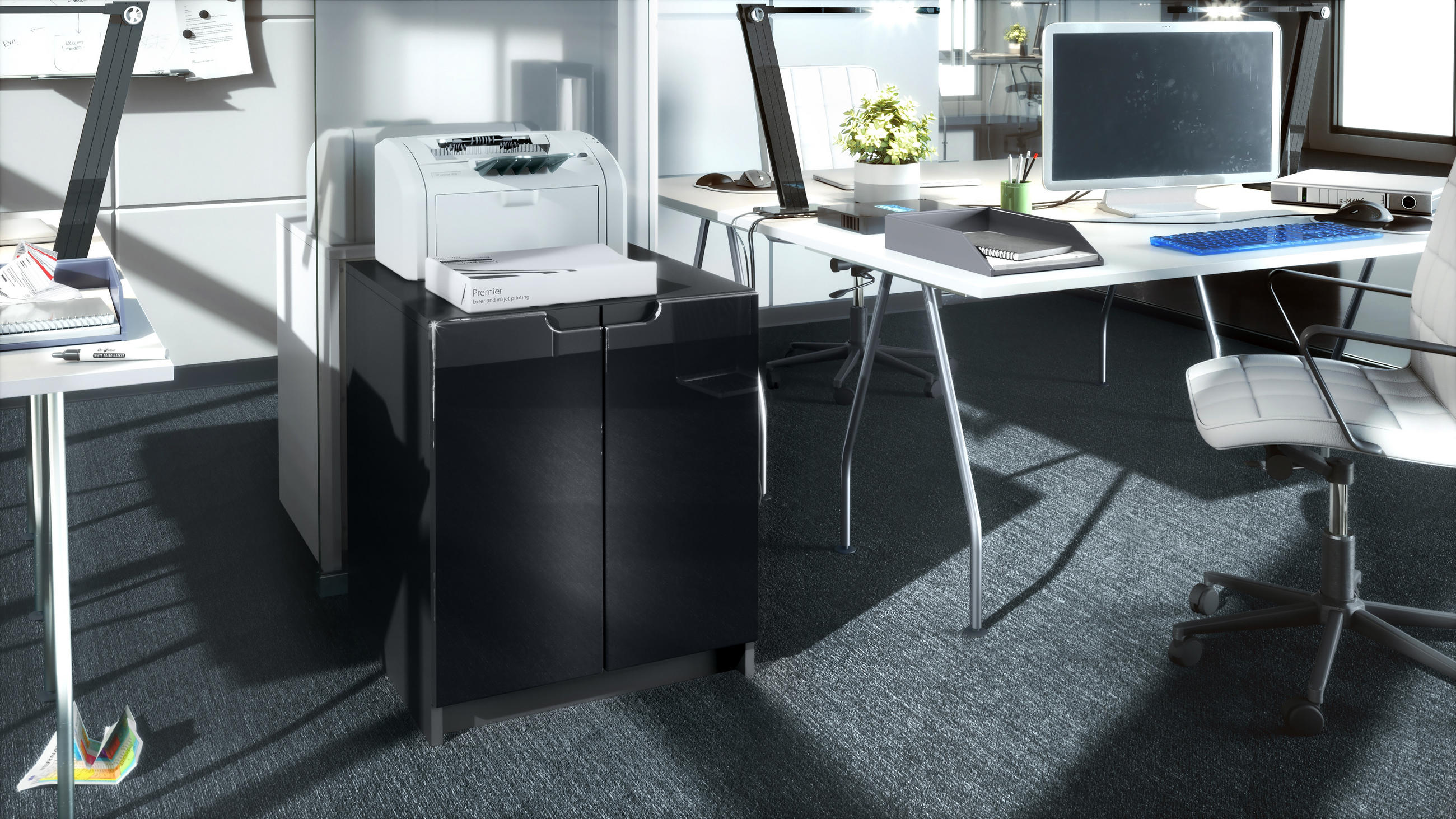 KOMMODE Logan Fronten in Schwarz Hochglanz - Schwarz Hochglanz, Holzwerkstoff (51/60.5/54cm) - Vladon