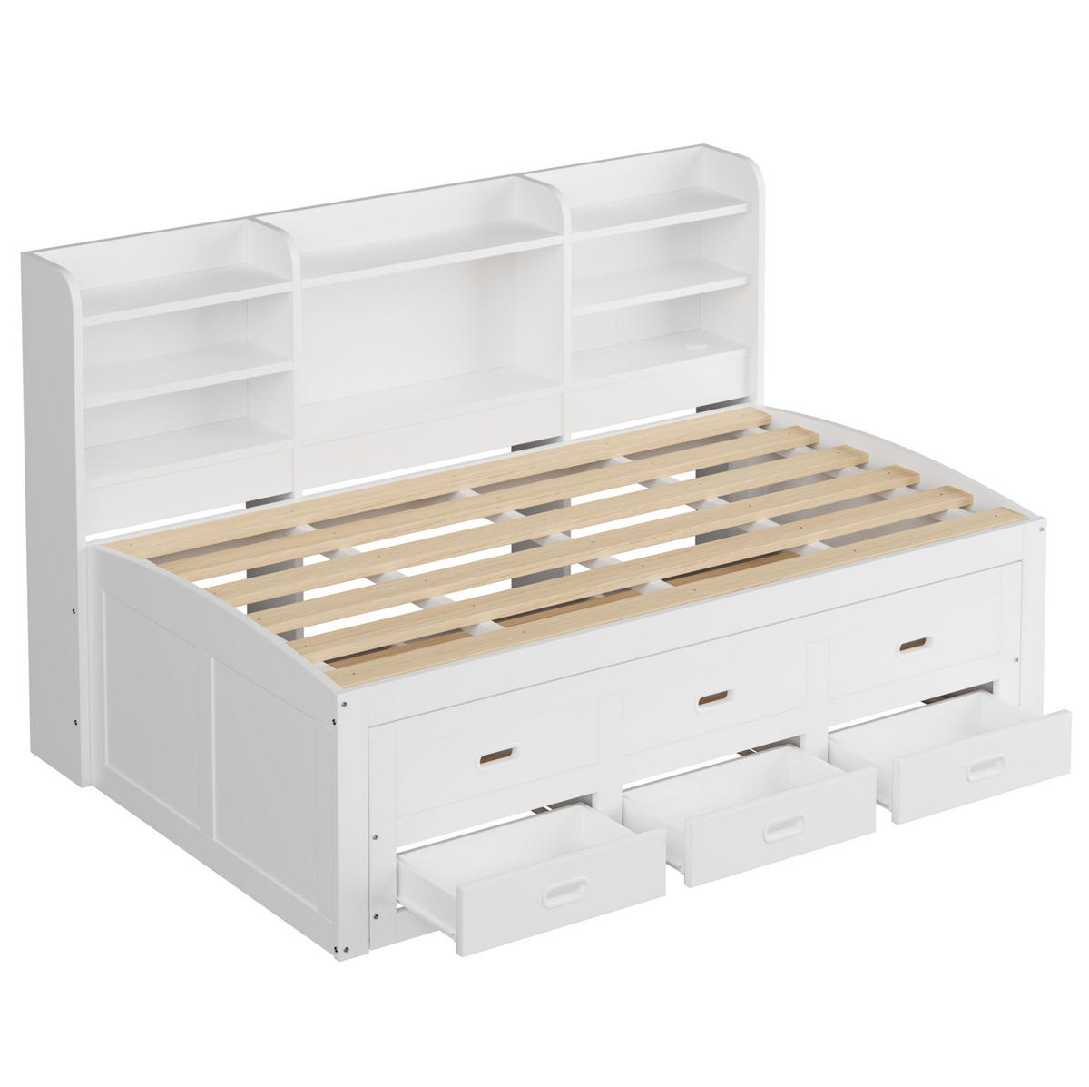 POLSTERBETT aus Spanplatte und MDF 90x200 cm in Weiß mit LED & USB-Typ-C - Weiß, Holzwerkstoff (90/200cm) - Modfu