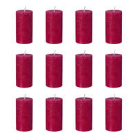 STUMPENKERZE (12er Set) Rustic - Kirschrot, Paraffin (13cm) - Butlers