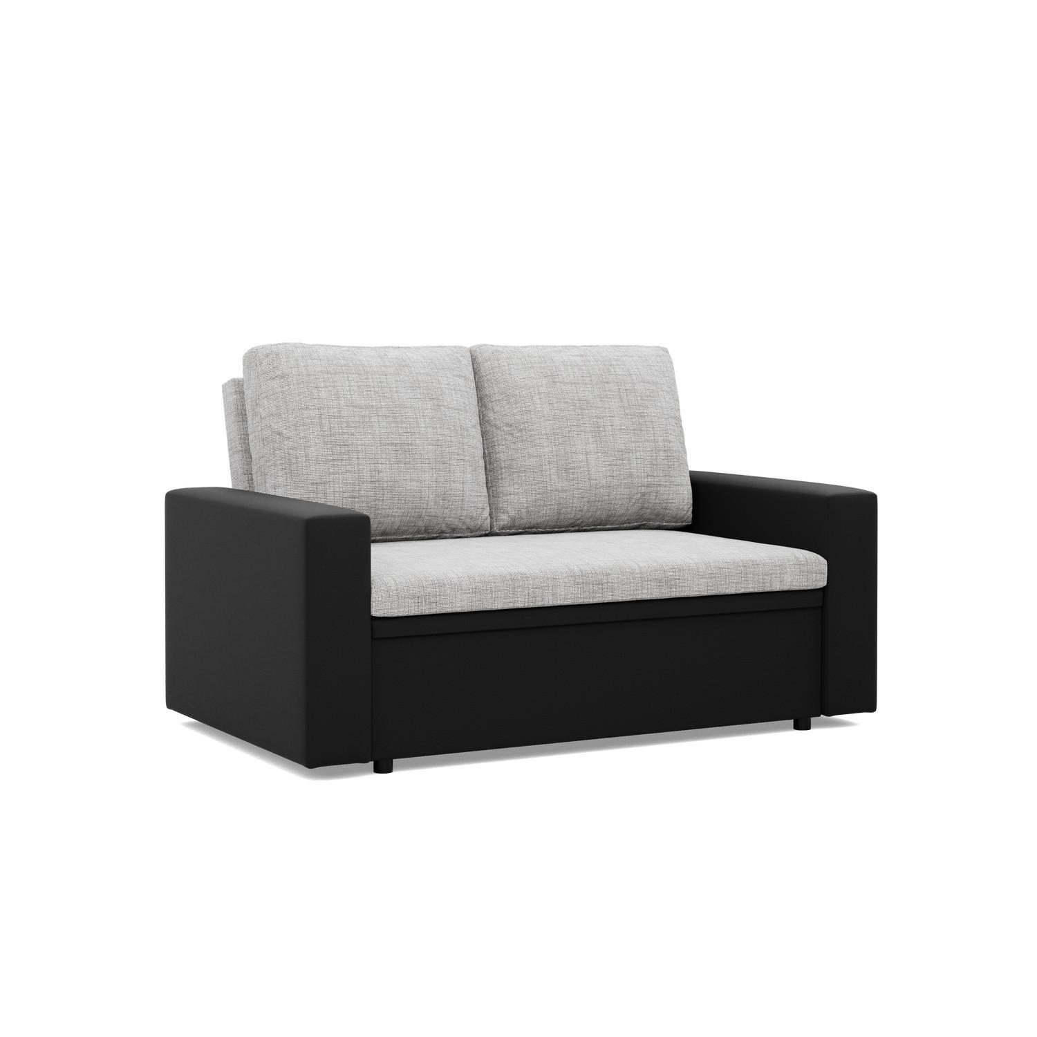 SOFA 2-SITZER MIT SCHLAFFUNKTION LUNA, Grau + Schwarz - Schwarz/Grau, Textil (148/90/87cm)