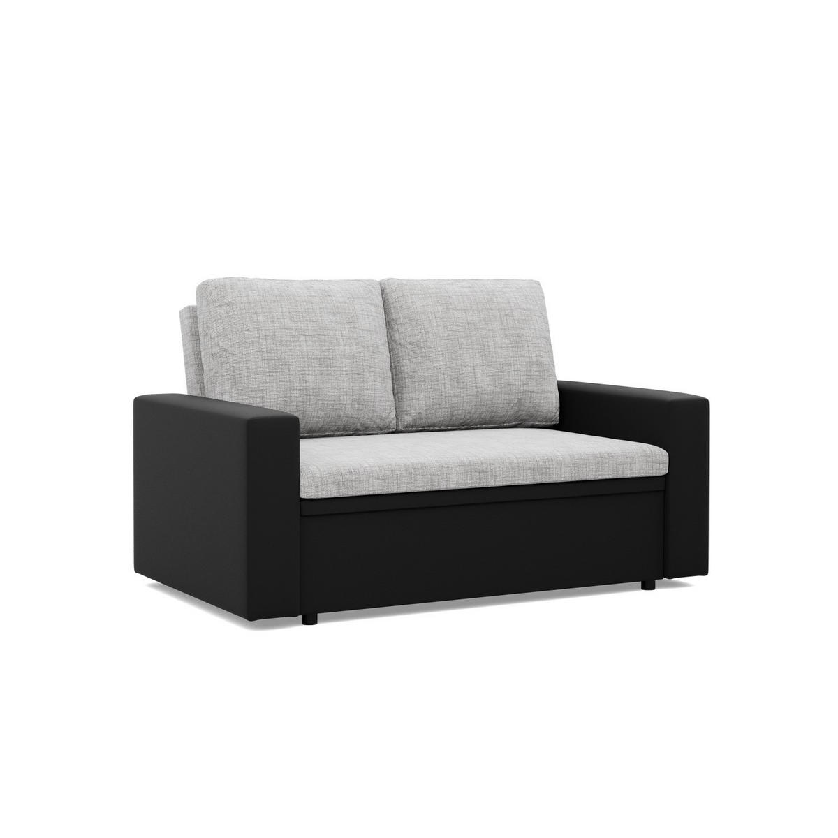 SOFA 2-SITZER MIT SCHLAFFUNKTION LUNA, Grau + Schwarz - Schwarz/Grau, Textil (148/90/87cm)