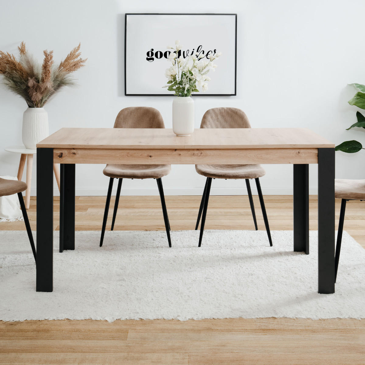 ESSTISCH ausziehbar von 150 bis 200 cm Dekor Artisan-Eiche und Schwarz 150/80/75 cm - Eschefarben, Holzwerkstoff (200/80/75cm) - Calicosy