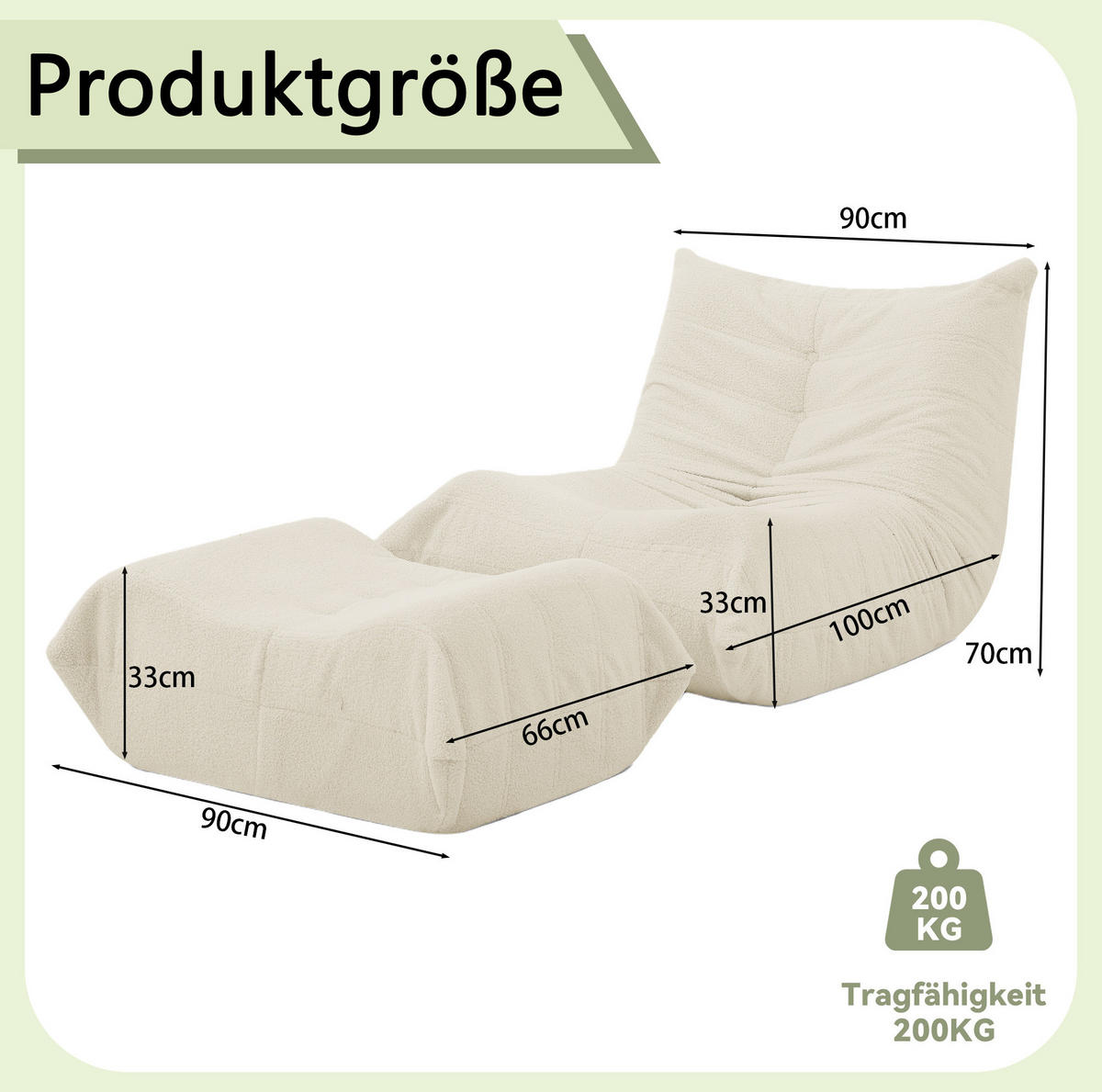 SCHLAFSESSEL mit Rückenlehne und Fußhocker Beige - Beige, Kunststoff (90/70/100cm) - Beauniv