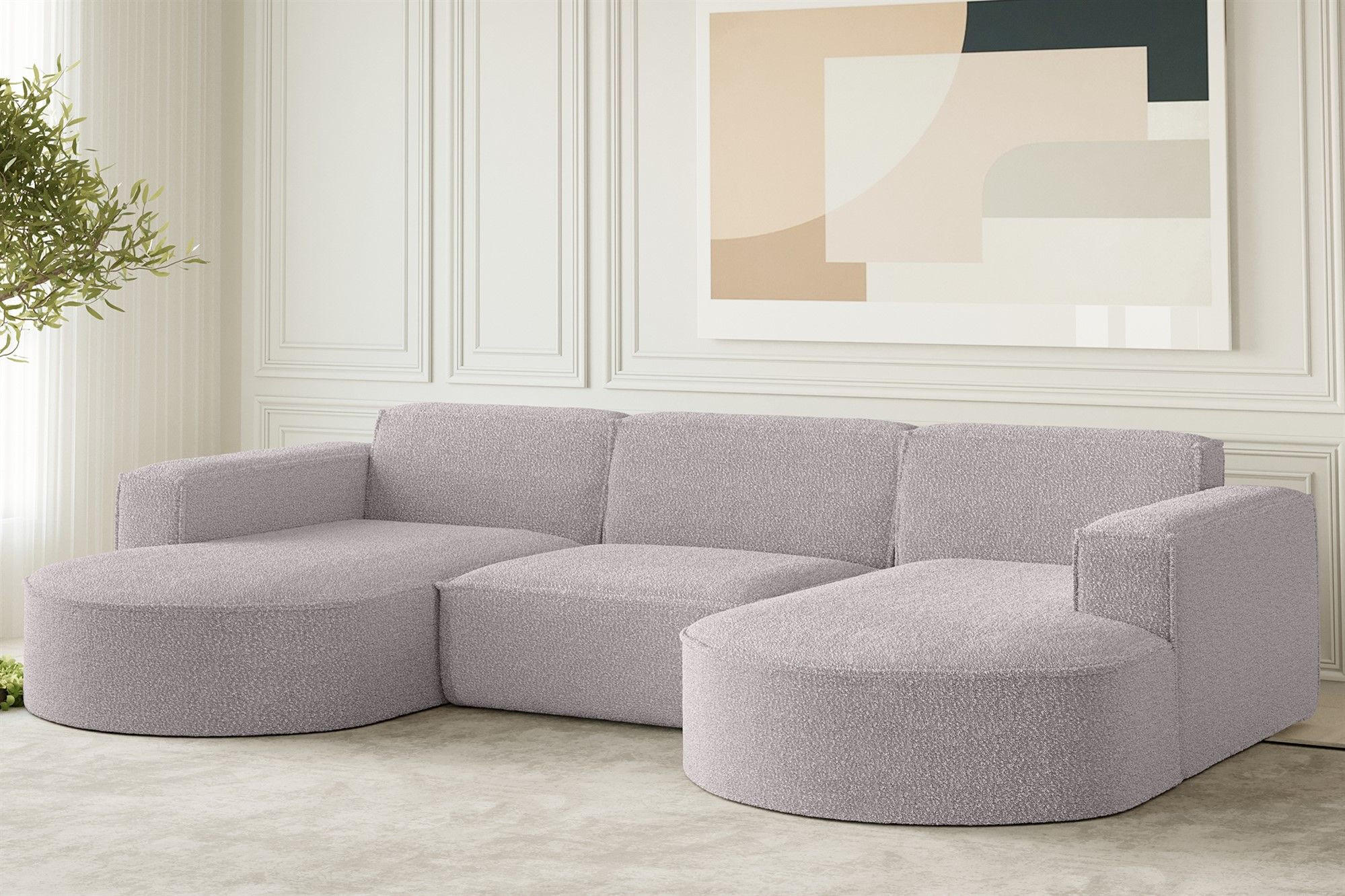 WOHNLANDSCHAFT Palma In Ascot - Rosa, Holzwerkstoff/Textil (299/78/165cm) - Fun Möbel