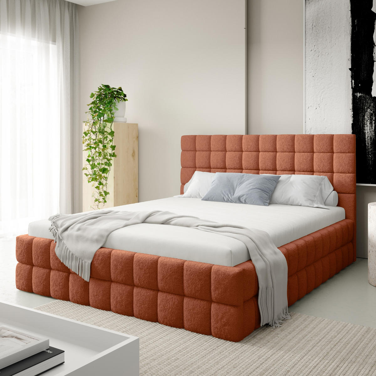 POLSTERBETT mit Stauraum 140x200 cm in Orange - Orange, Metall (140/200cm) - Home Collective