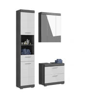 BADKOMBINATION 3tlg. Scout Bad in Rauchsilber Nachbildung und weiß hochglanz B/H/T: 112x191x34 cm - Anthrazit, Holz (112/191/37cm)