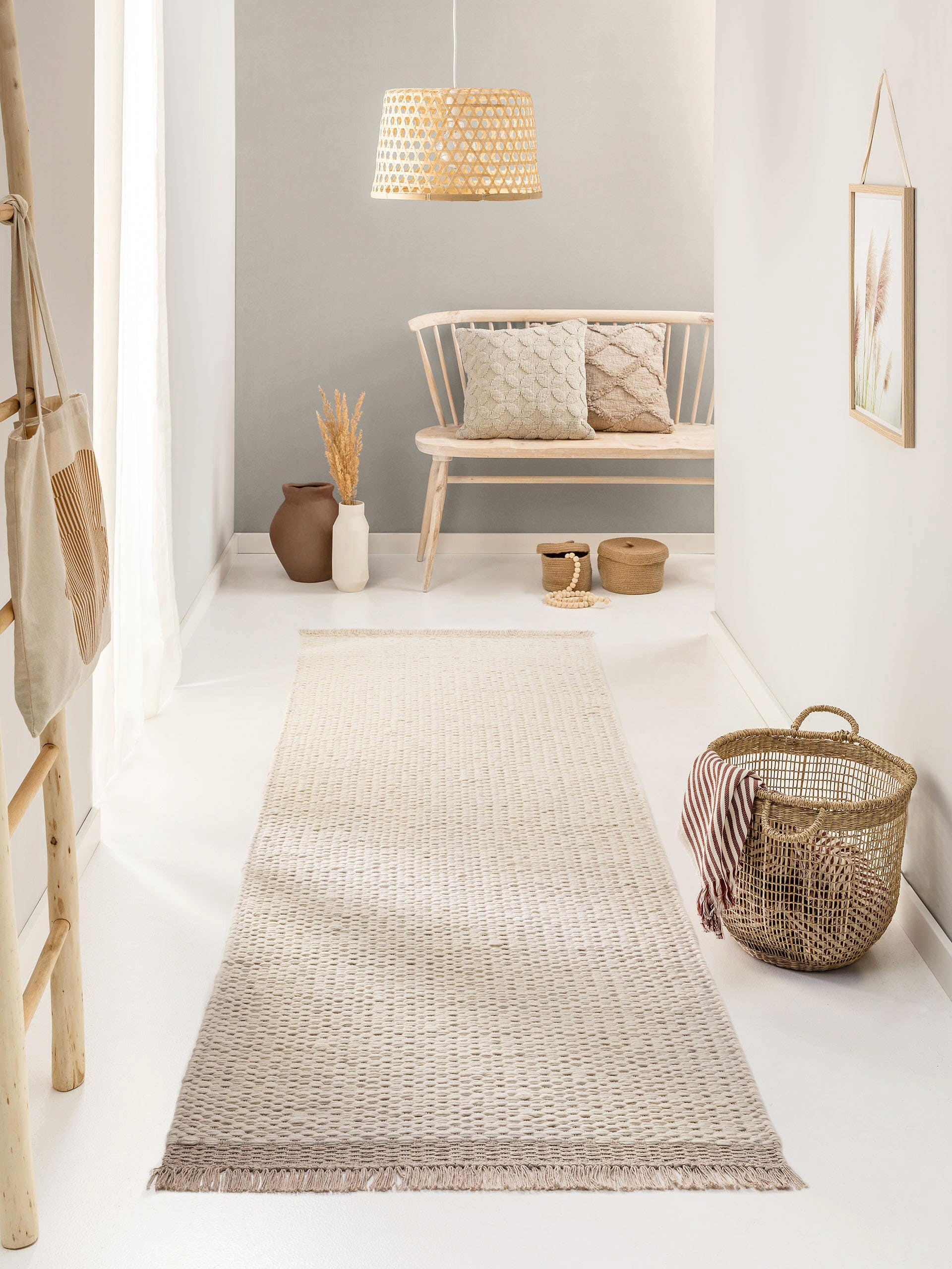 WOLLTEPPICH Lana Cream 80x250 cm - Creme, Textil (80/250cm) - benuta Pure