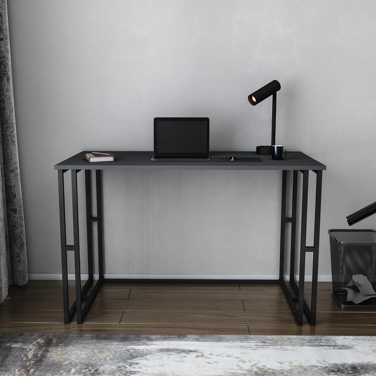 COMPUTERTISCH Kane Desk Schwarz Anthrazit - Anthrazit/Schwarz, Holzwerkstoff (120/60/75cm) - Decorotika