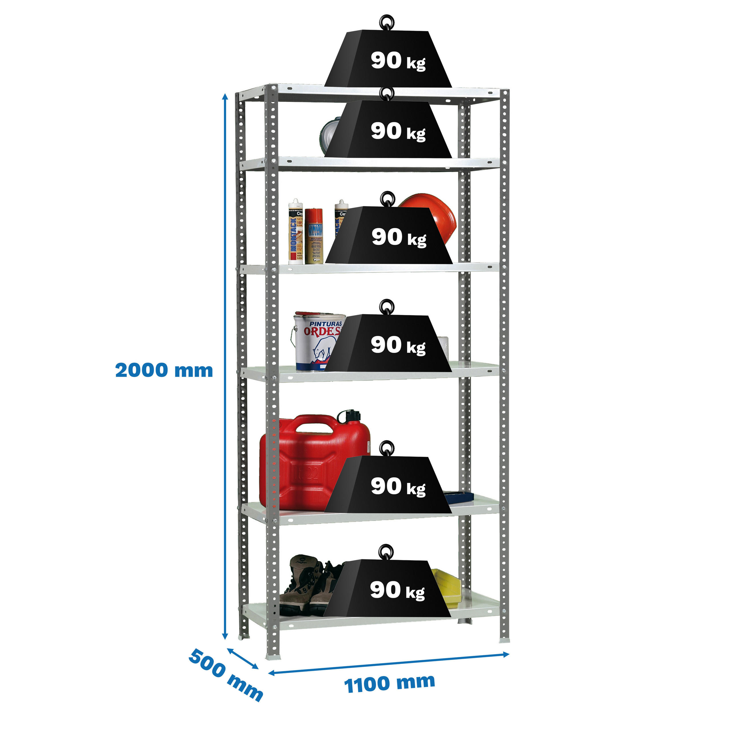 SCHRAUBREGAL PANDA TALL | HxBxT 200x110x50cm | 6 Fachböden | Fachlast 90kg | Anthrazit-Weiß - Anthrazit, Metall (110/200/50cm) - PROREGAL