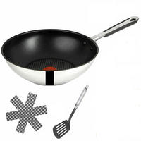 WOKPFANNE – Jamie Oliver J90924 28 cm, Edelstahl, Antihaft, Induktion, Antihaft - Silberfarben, Keramik/Metall (28cm) - Tefal