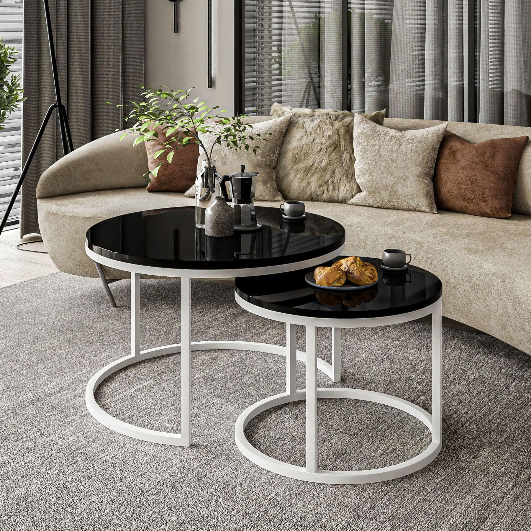 COUCHTISCH CIRI 2-in-1 Hochglanz - Weiß, Holzwerkstoff (70/70/48cm) - Lookway