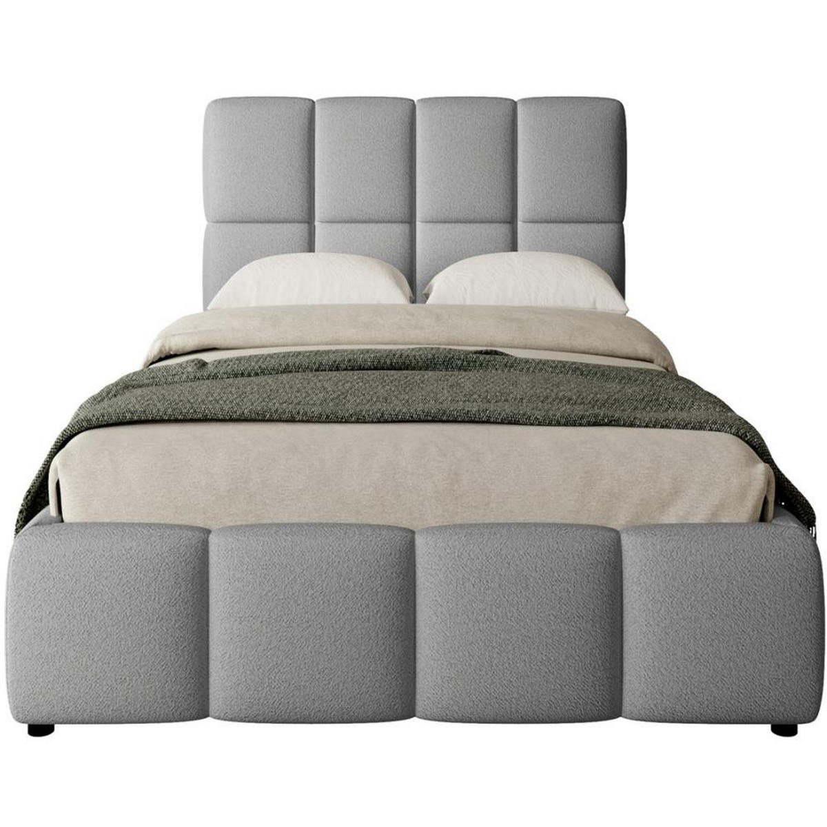 POLSTERBETT Nostro mit Bettkasten 140x200 cm grau - Schwarz/Grau, Textil (140/200cm) - Beautysofa