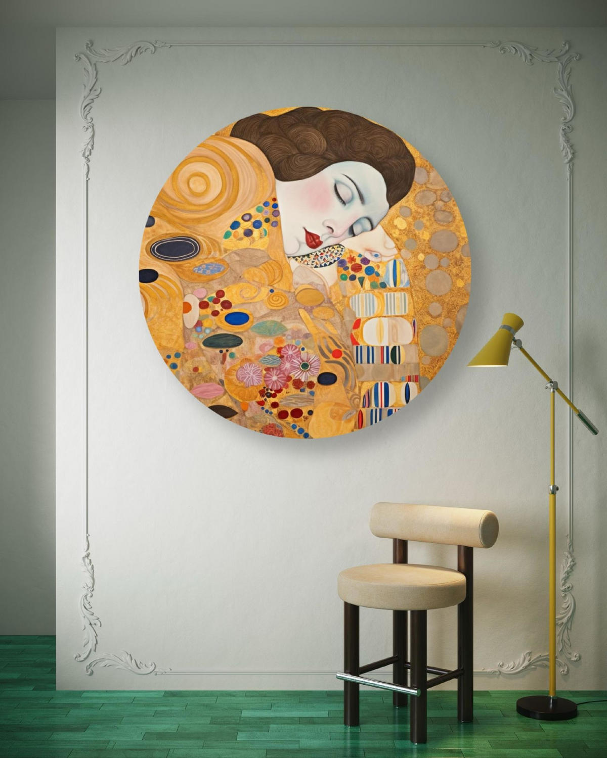 RUNDES BILD Gold 60/60 cm - Goldfarben, Textil (60/60cm) - KUNSTLOFT