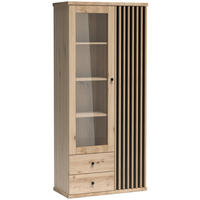 VITRINE Caya mit zwei Türen und zwei Schubladen, Eiche Artisan - Eiche Artisan, Holzwerkstoff (86/191/41cm) - Beautysofa