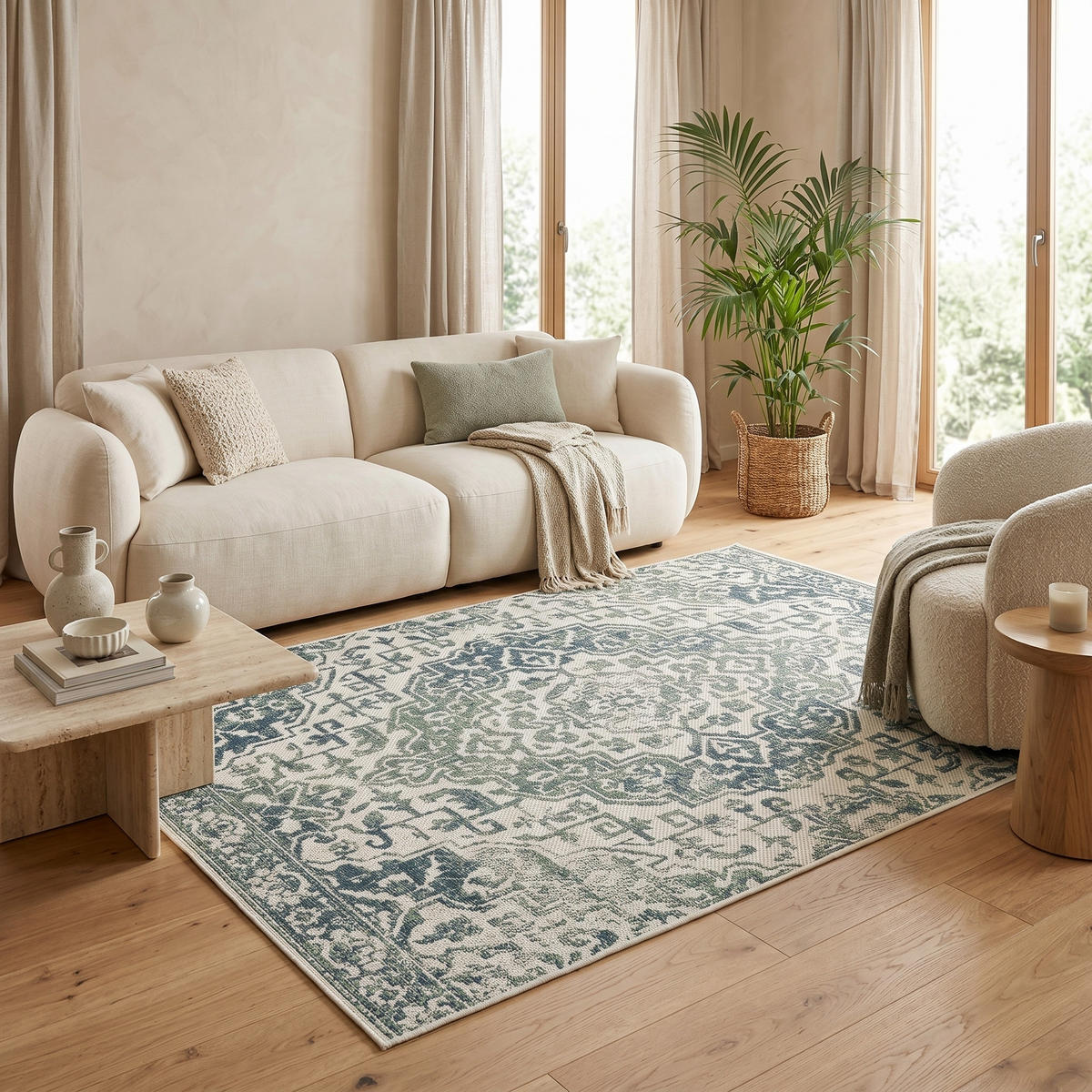 IN- UND OUTDOOR TEPPICH CARPETTO - Mintgrün, Textil (133/190cm) - Pergamon