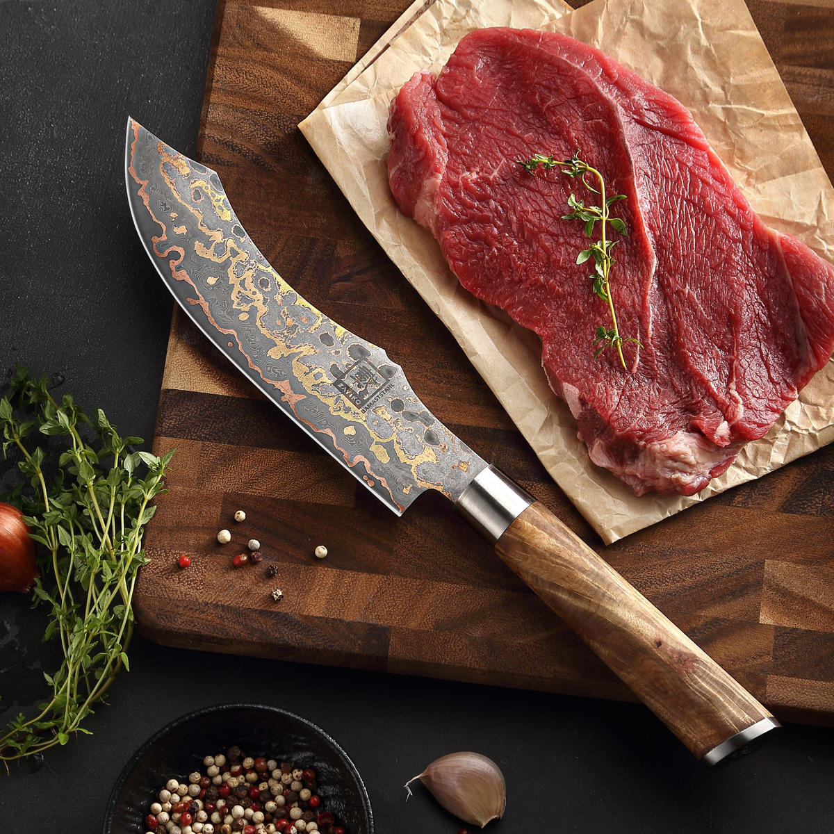 BLOCKMESSER 19 cm - Ahornfarben, Holz/Metall (33cm) - Zayiko