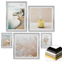 WANDBILDER 5er Set - 50x50 cm & 20x30 cm & 40x60 cm Silberner Rahmen - Charmante italienische Straßen und Blumen - Silberfarben, Kunststoff (40/60cm) - ArtPrintCave