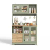 BUFFET 178 cm MDF Antikgrün Holzoptik mit RGB-LED und Glasfront - Hellgrün, Holzwerkstoff (40/178/110cm) - Korfee