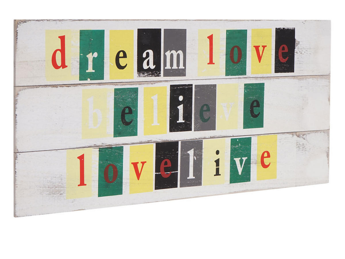 WANDSCHILD BELIEVE SHABBY-LOOK Reinweiß - Weiß, Holz (60/30/8cm) - MCW